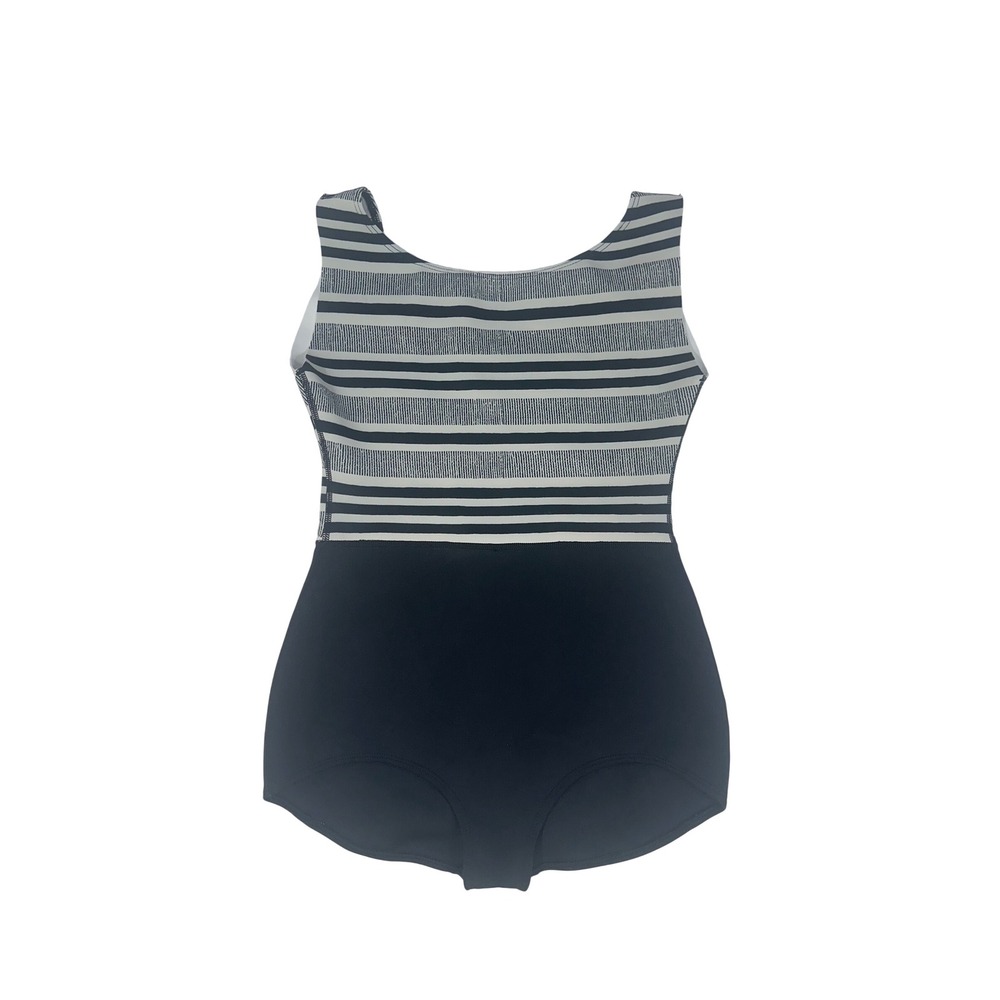 Seea Womens Medium Lido One Piece Swimsuit Black White Striped Surf Suit USA